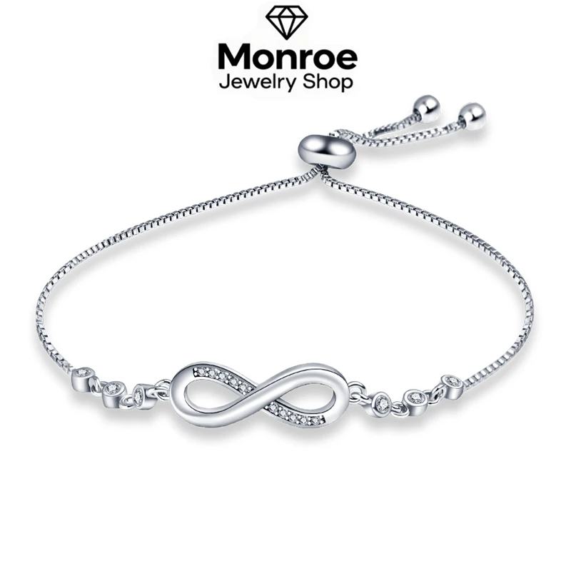 

Оригинальный браслет бесконечности из стерлингового серебра 925 пробы с цирконием в форме сердца, подходит для бисера своими руками, подарок на день рождения