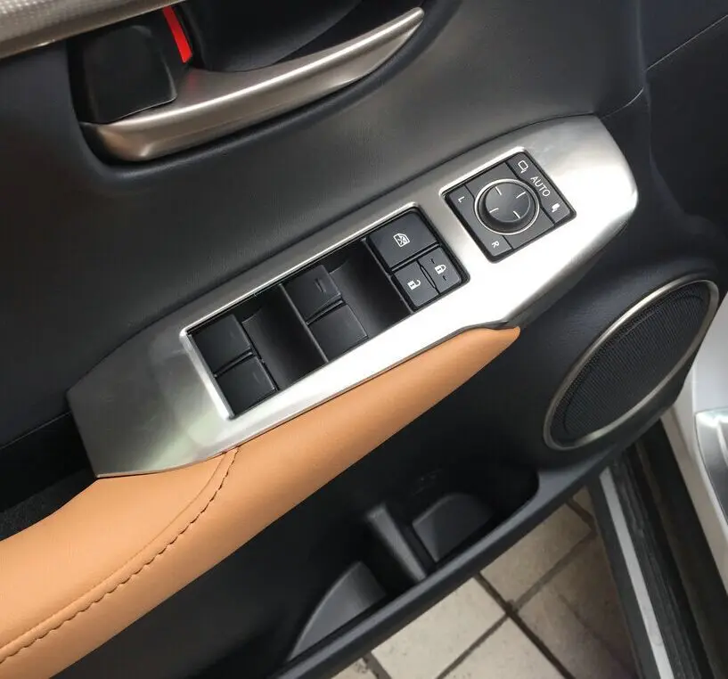 

Для Lexus NX200T NX300H 2015 2016 2017, ABS жемчужно-хромированная внутренняя панель кнопок двери, отделка, автомобильные аксессуары, наклейки
