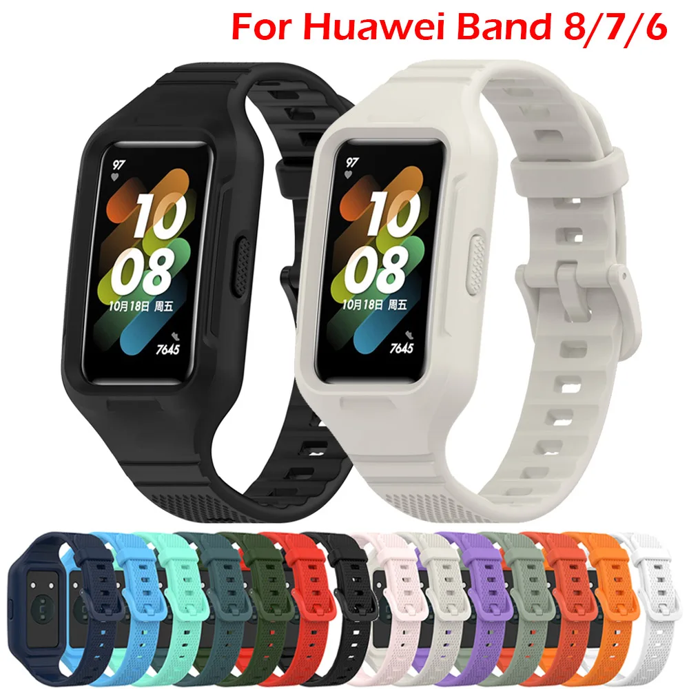 Silicone Watchband For Huawei Band 8 Sport Smart Watch Replacement Bracelet for huawei band 7 band 6 huawei band8 Correa Strap