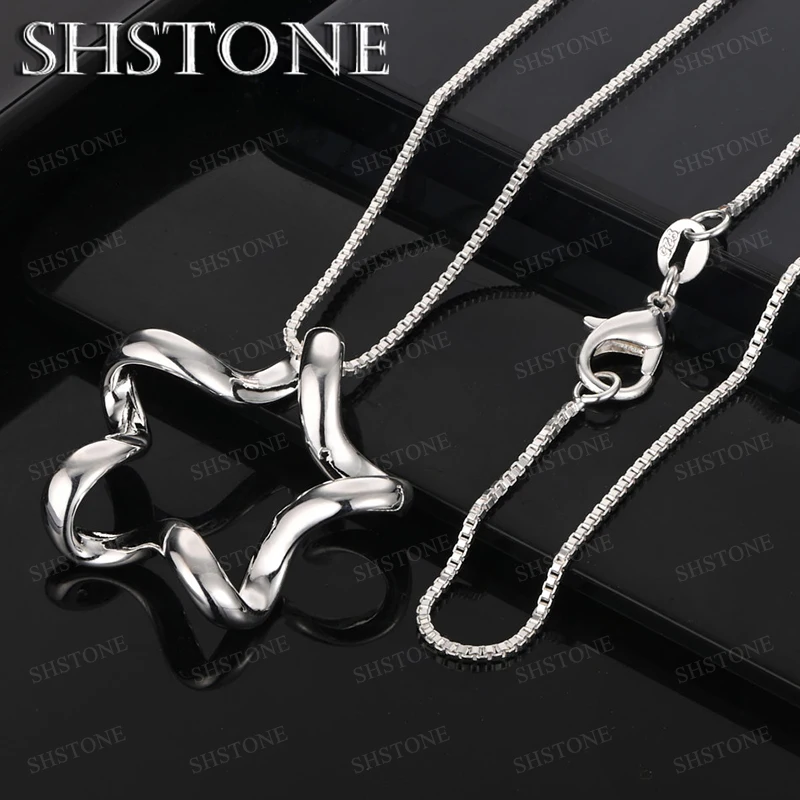 

925 Sterling Silver Irregular Star Pendant Necklace 4 Chains Lady Engagement Wedding Party Gift Accessories Fine Cute Jewelry