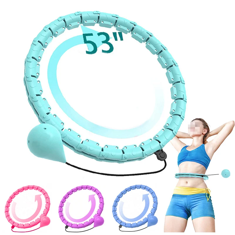 Cerceaux Hula Circle pondérés pour adultes, perte de poids, grande taille, exercice intelligent, 2 en 1, réglables avec poignées, nœuds amovibles