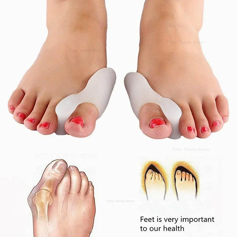 2pcs Toe Sleeve Soft Silicone Thumb Corrector Bunion Foot Toe Hallux Valgus Protector Separator Orthotics Foot Care Tool Inserts