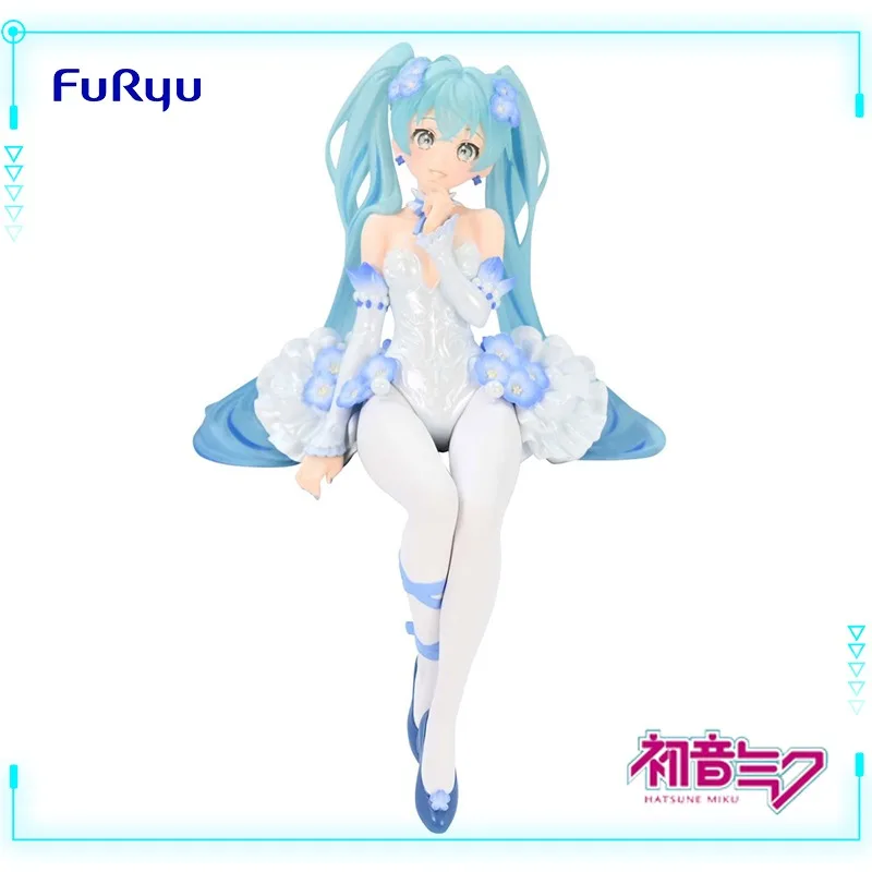 FuRyu Original Genuine Vocaloid Singer Hatsune Miku Nemophila Menzies Flower Fairy Ver 15cm Noodle Stopper Model Toy Figure Gift