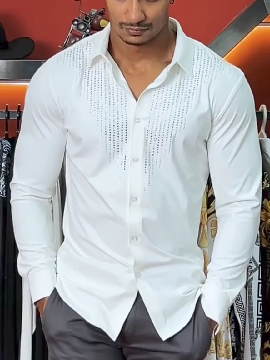 

Высококачественная мужская рубашка с длинным рукавом для весны и осени, модная, повседневная, премиум-класса, легкая, стильная, индивидуальная, 2575