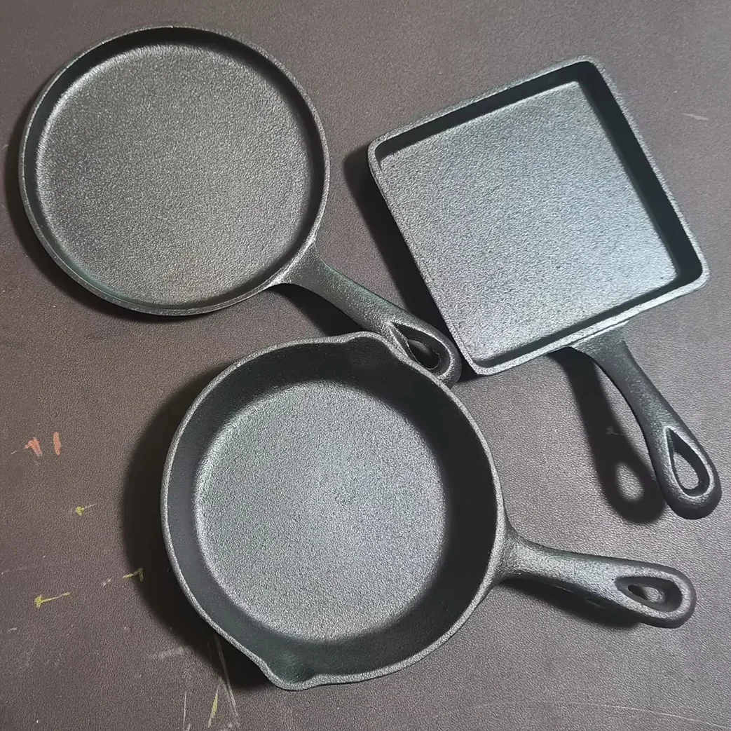 

Small cast iron frying pan fried egg steak