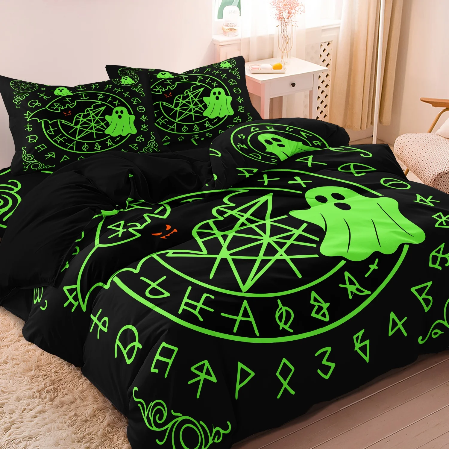 juego-de-3-fundas-de-edredon-con-estampado-de-pentagrama-fantasma-negro-y-verde-ropa-de-cama-con-estampado-gotico-mistico-y-espeluznante-de-halloween