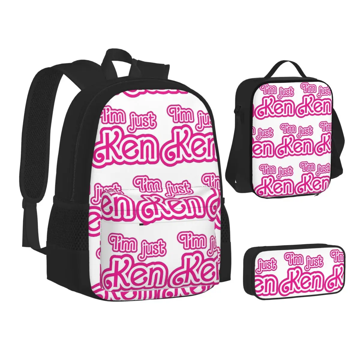 

I_m Just Ken Backpacks Boys Girls Bookbag School Bags Kids Rucksack Lunch Bag Pen Bag Three-Piece Set