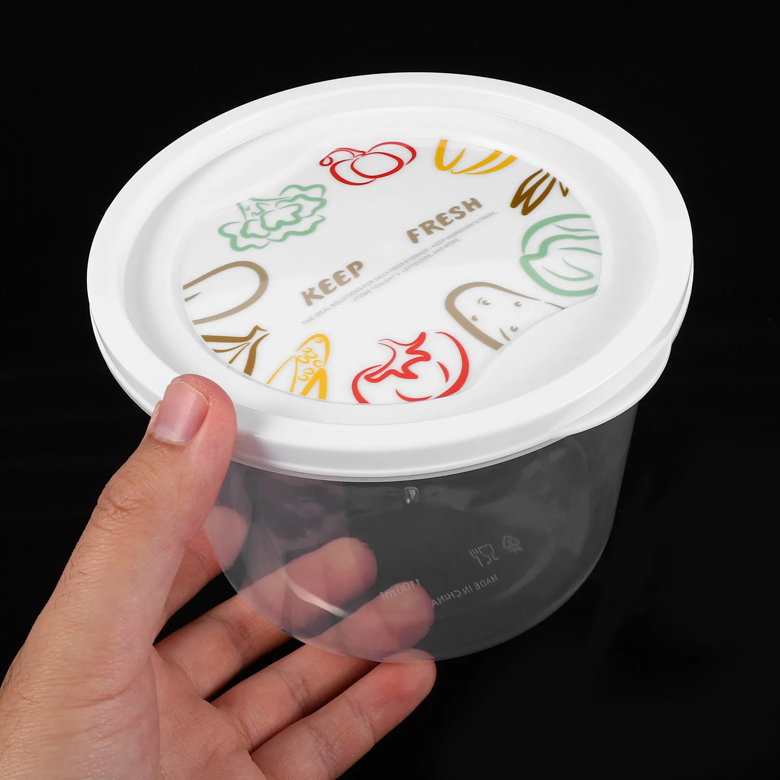 

3Pcs Airtight Round Food Storage Containers Stackable Plastic Kitchen Organizer Clear Refrigerator Freezer Bins for Grains