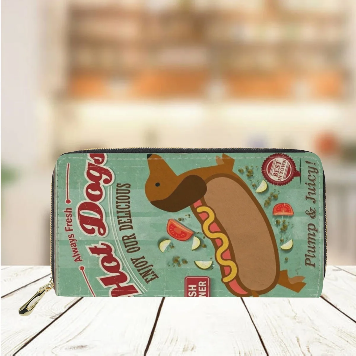 Cute Cartoon Dachshund Print Women's Long Wallet Casual Shopping PU Leather Money Bag Fashion Business Credit Card Holder Purse