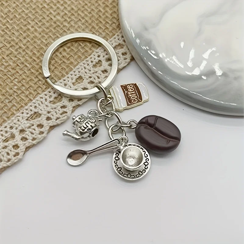 Creative spoon keychain coffee cup mold, coffee lover coffee shop gift