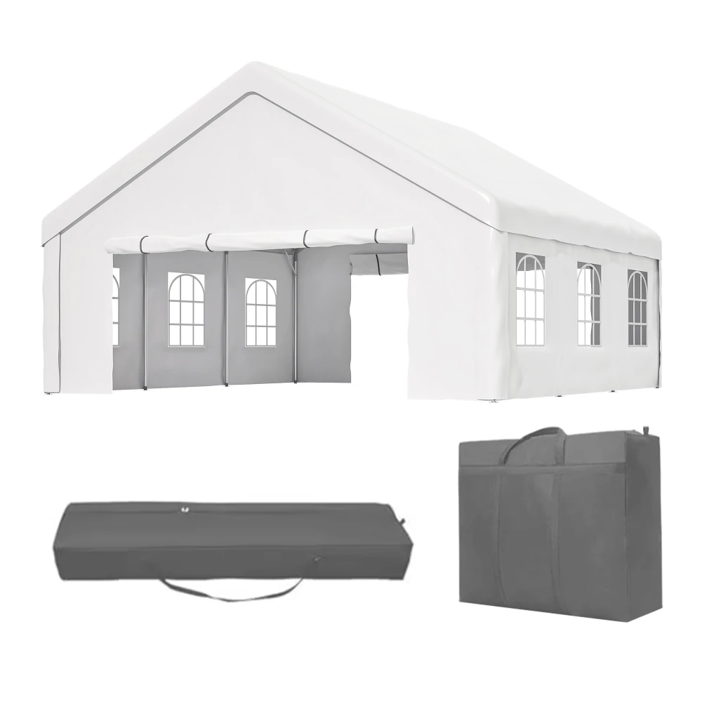 

20x20 FT Party Tent with 2 Storage Bags & Removable Sidewalls, Outdoor Canopy Gazebo for Carport Camping Garden Wedding