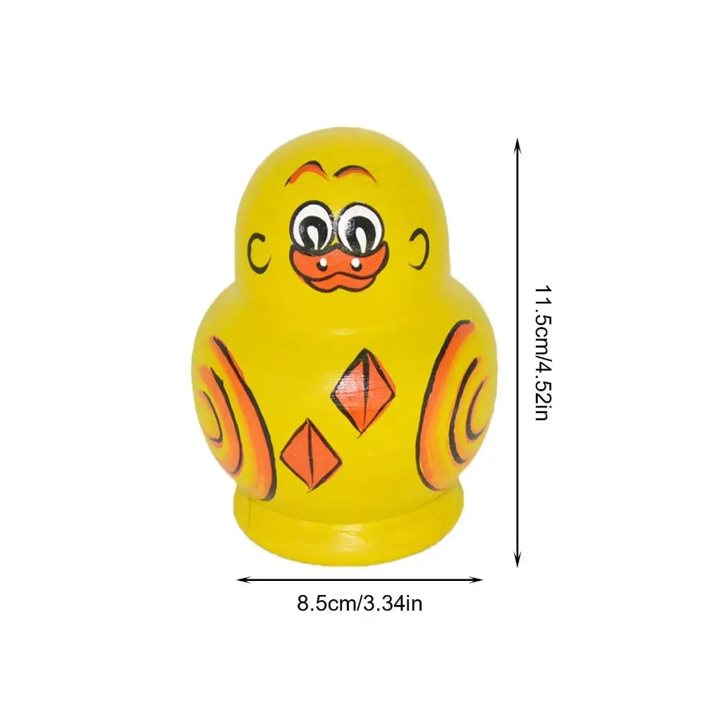 10pcs Desktop Ornament Creative Russian Nesting Dolls Toys Kit Wooden Funny Yellow Duck Russian Dolls Nesting Dolls For Kids