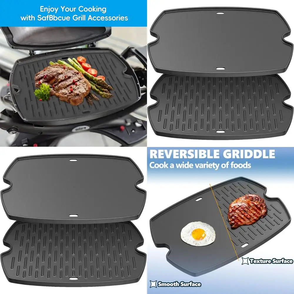 

Weber Q Series Gas Grill 21.5 Cast Iron Griddle Plate for Models Q2200, Q2000, Q2400, Q200, Q220, Q240, Replaces 7645 Grate