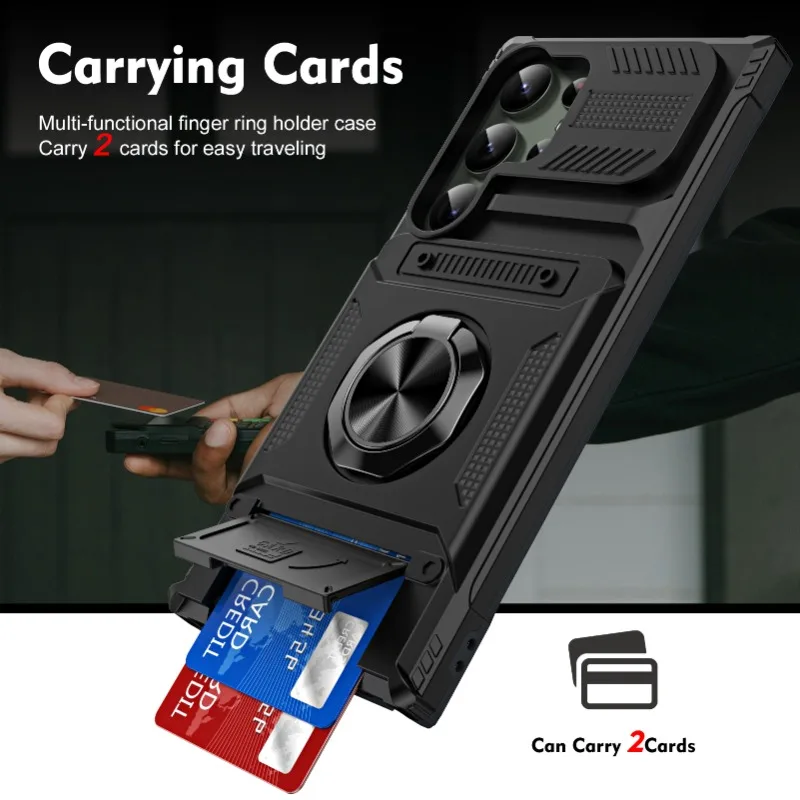 Case For Samsung S24 S23 Ultra Plus FE A15 25 35 55 A14 Magnetic Rotated Ring Kickstand Heavy Duty Drop Protection Wallet Cover