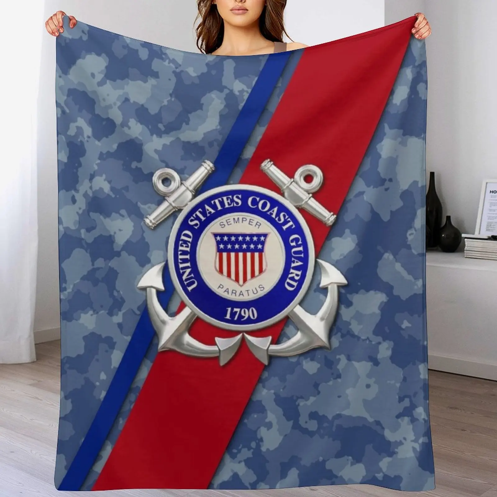 

US Coast Guard Throw Blanket Compact Warm Blanket for Car Road Trip