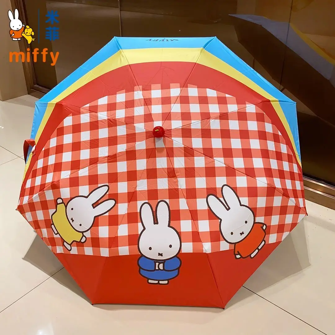 Miffy Kawaii Sun Umbrella Sunny or Rainy Dual Use Vinyl Sun Protection Cartoon  Fold Portable Sunshade Student Daily Necessities view 2