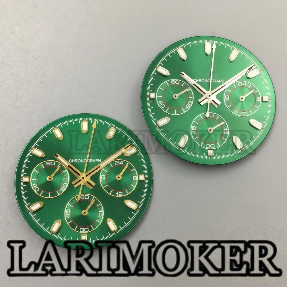 

LARIMOKER Watch Accessories 30MM Green Dial C3 Green Luminous and 6-pin Pointer Suitable for VK63 Quartz Movement Parts