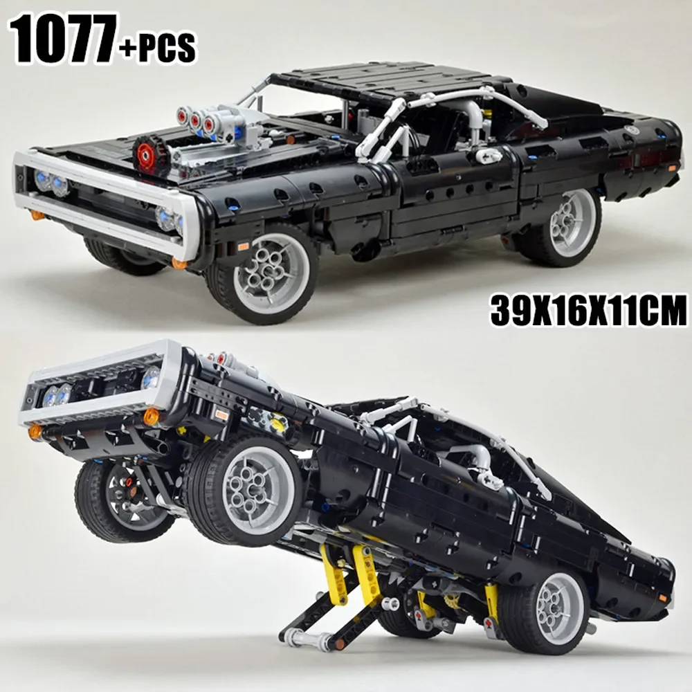 Technisches Auto Dodge Charger Rennwagen Bausteine Modell Ziegel Spielzeug im Film Fast Furious Fahrzeug Geschenke für Freund