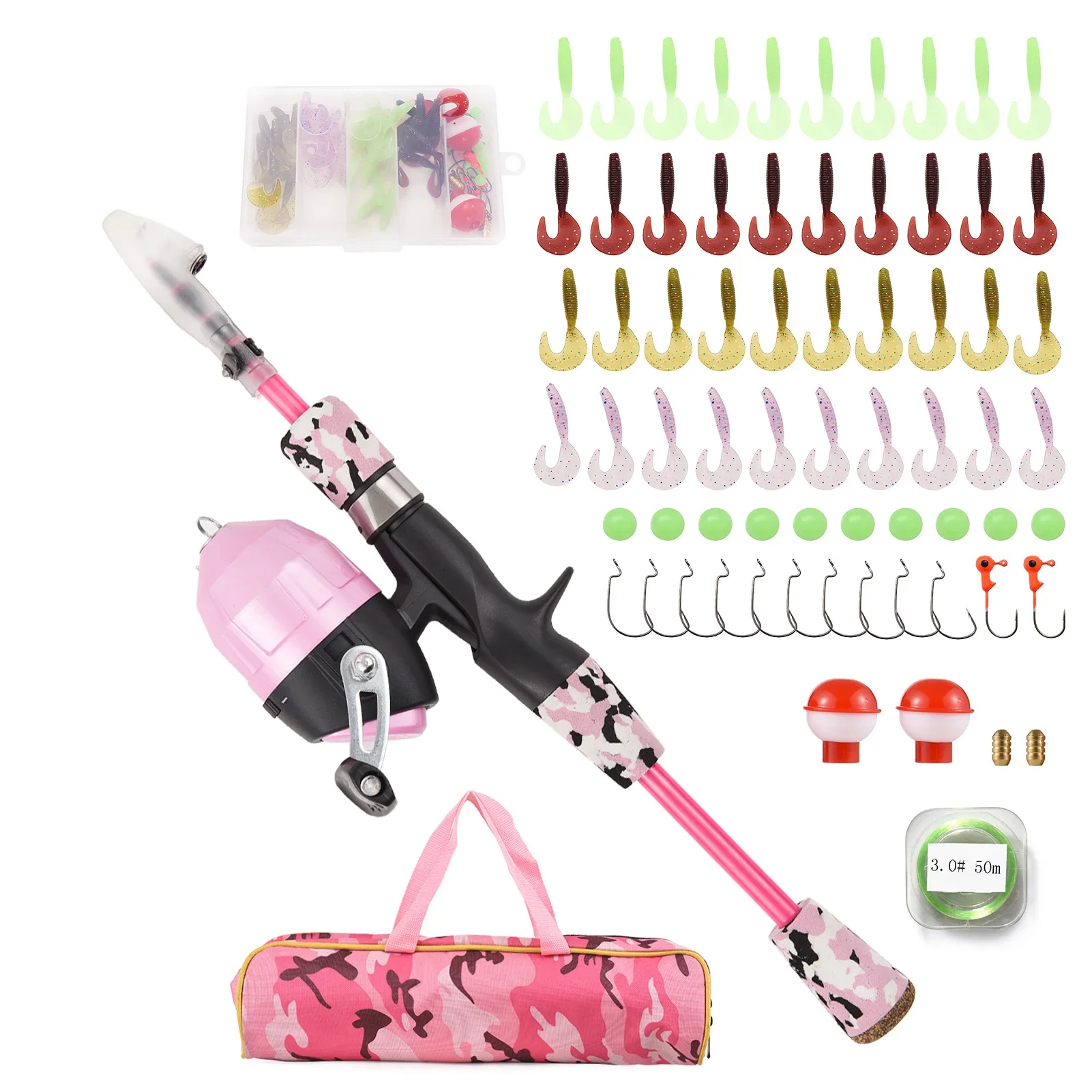 

Kids Fishing Pole Telescopic Fishing Rod and Reel Combo Kit with Fishing Lures Fishing Lines Fishing Hooks