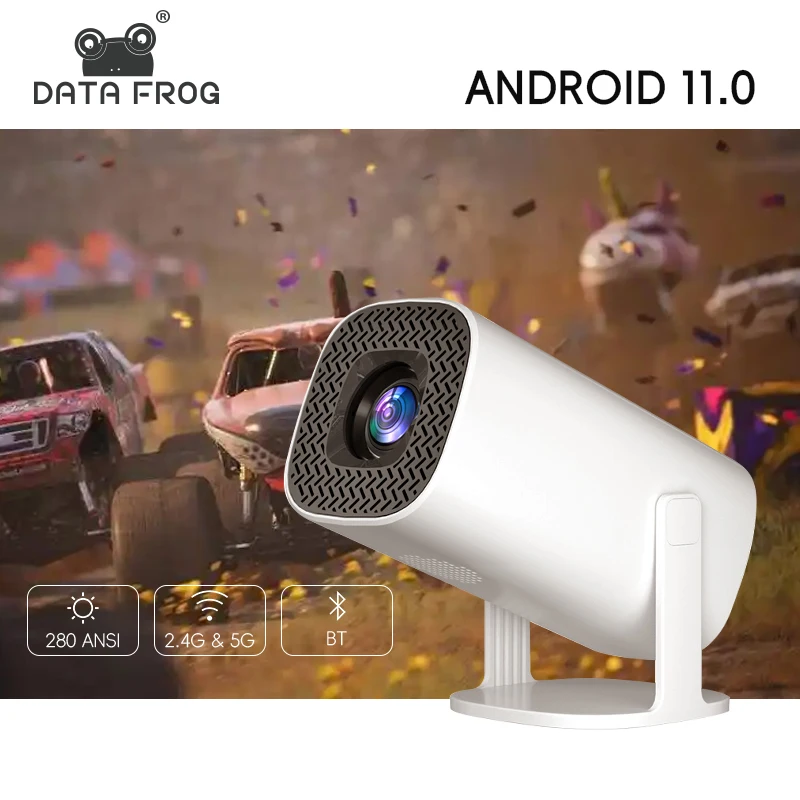

DATA FROG Mini P30 Projector Support 4K 1080P Android 11 WiFi6 Portable Projector USB HDMI-Compatible Beamer Home Theater