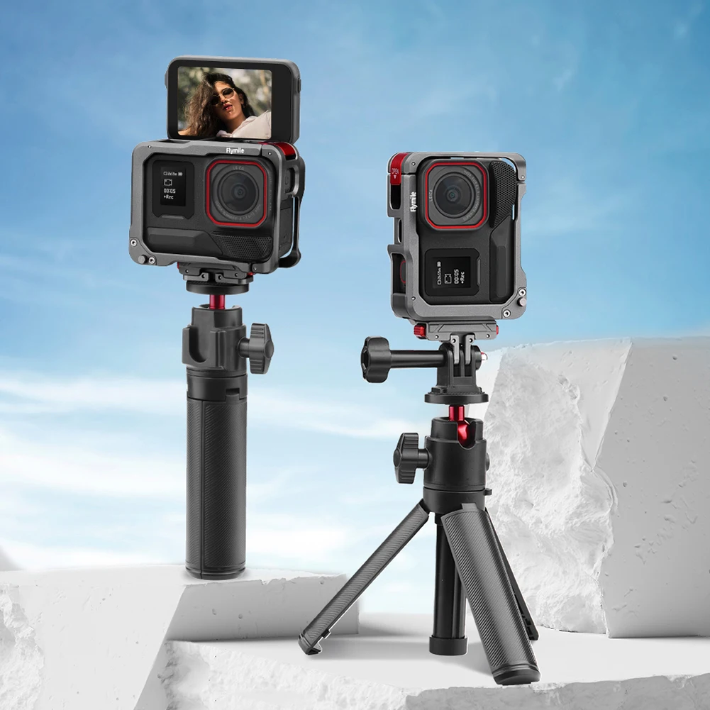 Aluminum Alloy Cage with Cold Shoe Protective Frame Housing Shell Frame Cage for Insta360 Ace Pro/Insta360 Ace Pro 2 Camera