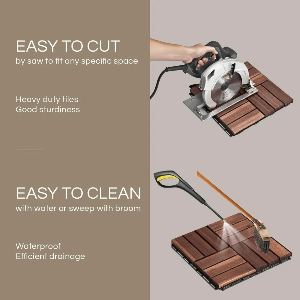 بلاط سطح السفينة، أرضيات الفناء - بلاط خشب السنط المقاوم للماء في الهواء الطلق لجميع الأحوال الجوية - الشرفة، الفناء الخلفي، داخلي وخارجي (Dar)