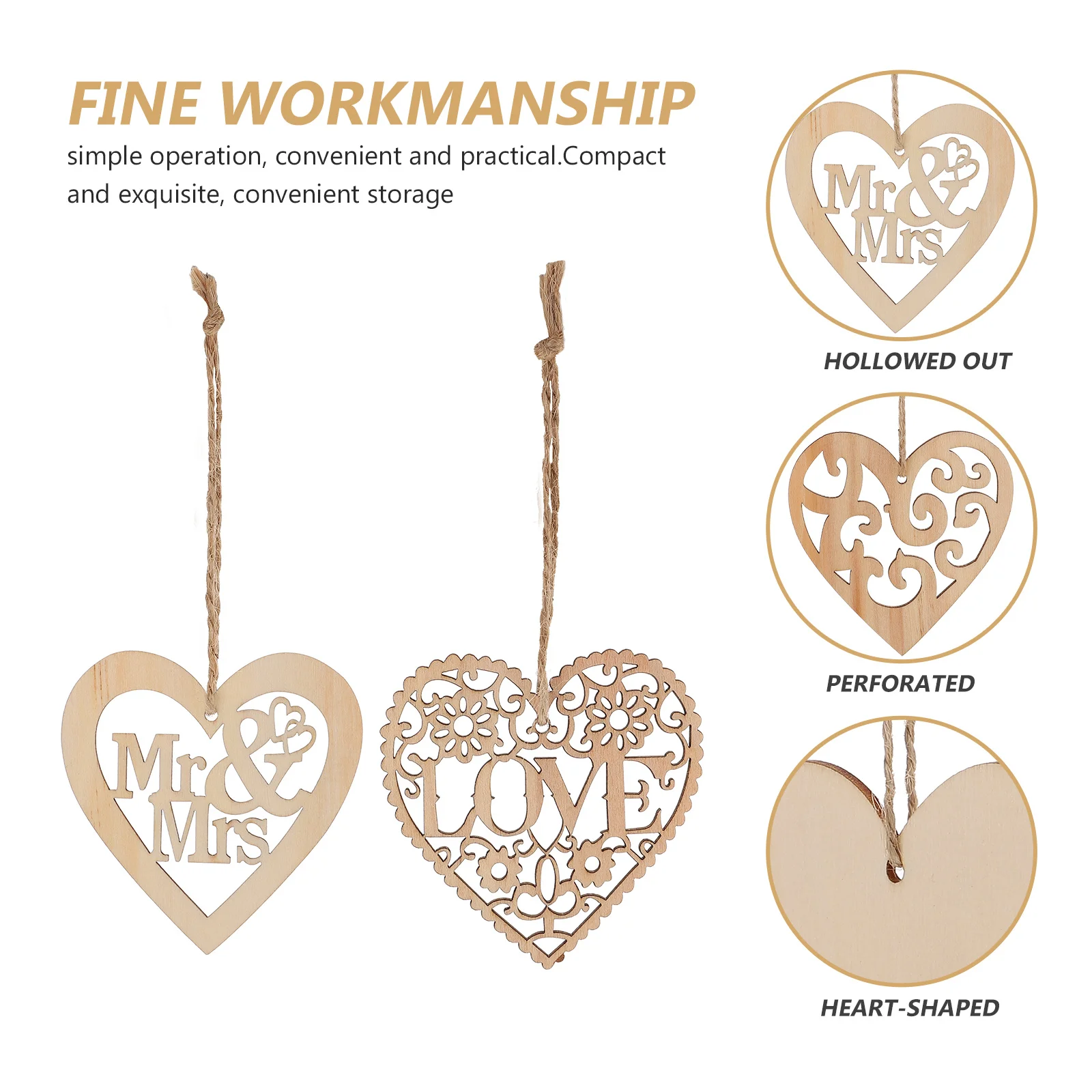 

40pcs Wooden Heart Pendants Unfinished Wood Slices For Diy Crafts Blank Pieces Party Decoration Heart Shape Cutout Diy Supplies