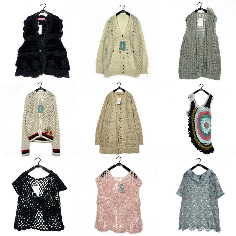 

Винтажный весенне-осенний свитер ручной работы с вырезами на крючках и цветком в сельской местности, верхняя одежда, свитер T79, милая обычная длина