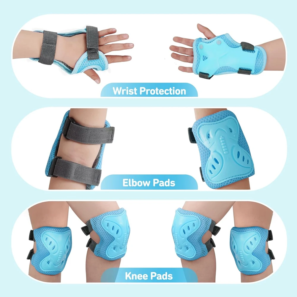 6-in-1-Knieschützer, Ellenbogenschützer mit Handgelenkschützern für Kinder im Alter von 3–10 Jahren, Schutzausrüstung zum Skaten, Radfahren, Radfahren, Rollschuhe, Roller – Detail 4