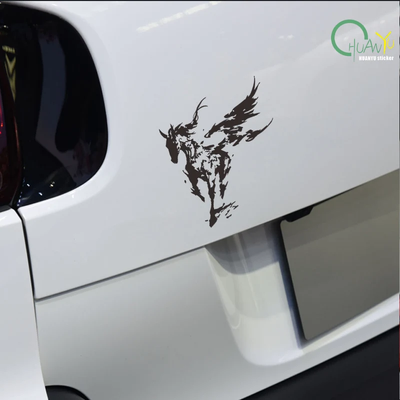 Ink wash flying horse wing car sticker; Broken wind flying horse totem sticker; Waterproof car rear window modification sticker