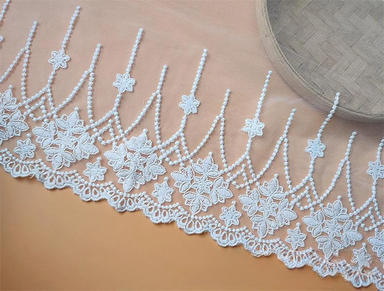 3 Yard/Lot Schwarz Weiß Baumwolle Stickerei Stoff Mesh Spitze Trim 24CM Nähen Kleidung Hochzeit Kleid Hause Textil DIY Zubehör – Detail 6