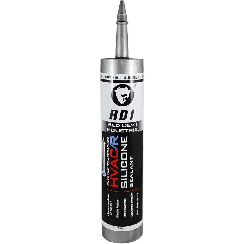 089650 Extreme Temperature HVAC/R Silicone Sealant, Long-Lasting Weather-Resistant Adhesive, 280 ml, Aluminum, 12-