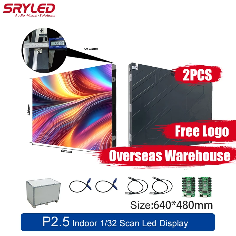 SRYLED Free Logo Indoor Rental LED Screen P2.5 640×480mm RGB Full Color Easy Assemble Event Stage Background Led Video Wall