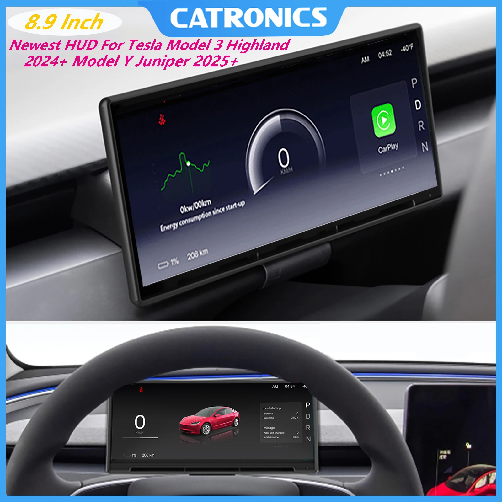 

8.9 Inch Instrument Display for Tesla Model 3 Highland OTA Update Smart Carplay HUD for Tesla Model Y Juniper 2025 Dashboard