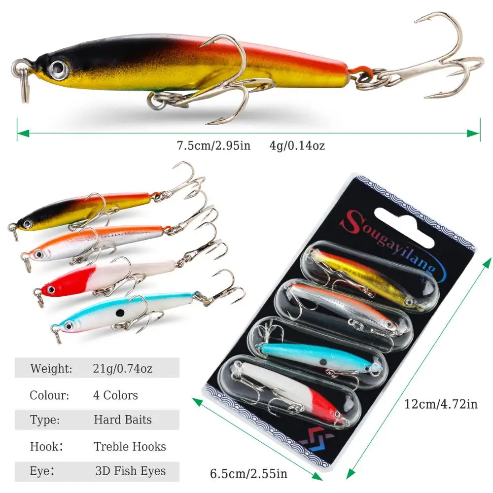 Sougayilang Fishing Bait Set 4PCS Wobbler Anti-corrosion Hook Bass Fishing Lure for Sea Carp Fishing Tackles De Pesca 썸네일 4