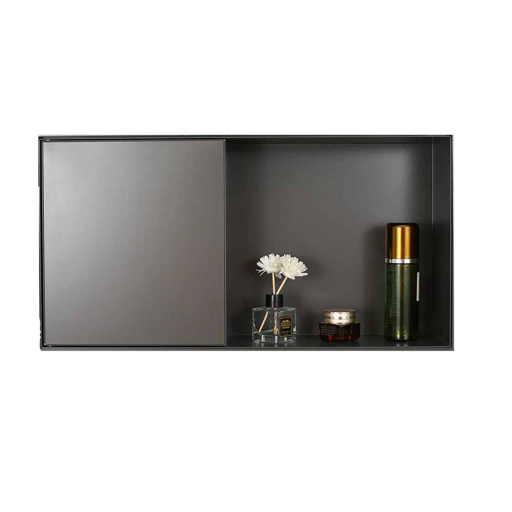 Modern Style SUS304 Steel Invisible Edge Niche Shelf Inlay Hidden Door Storage Bathroom Locker Thin Border Tile for Embedded
