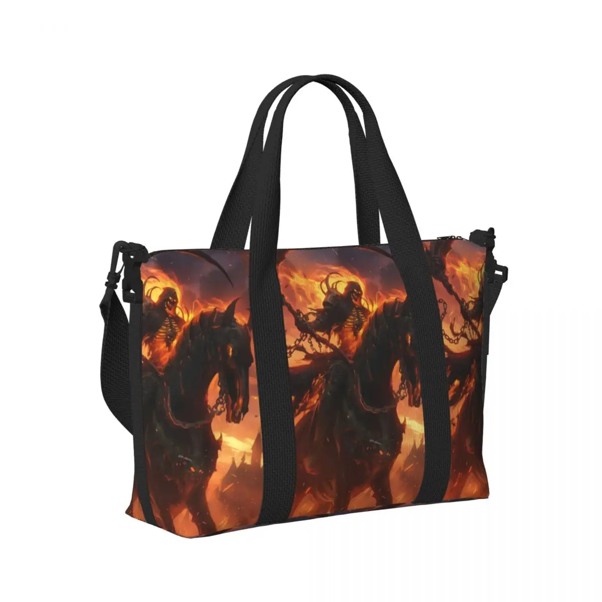 Custom Large Rider Drawing Tote Bag Women Ghost Rider Shopper Shoulder Gym Beach Travel Bag
