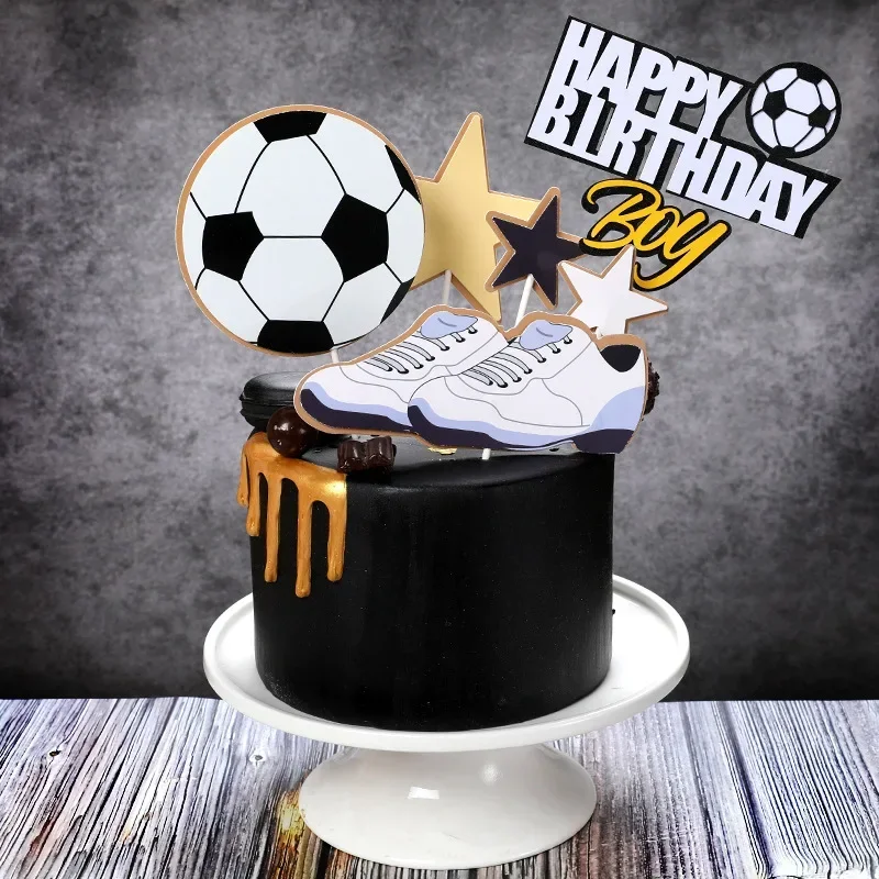 Football Cake Decoration for Boy Star Shoe Sports Theme Soccer Cake Topper Happy Birthday Party Personalized Basketball Decor