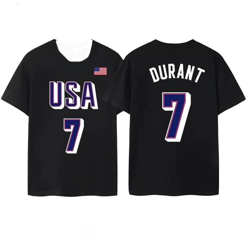 K.Durant Basketball NBA Brooklyn Nets CEPlayer Men's Sports Summer Short Sleeve-Navy #7 Classic Vintage Unisex Tops Kids/Adults