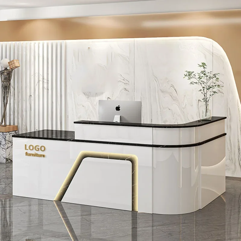 

Small Reception Pulpit Office Desk Front White Pulpitos Hair Salon Shop Counter Bar Register Kassentisch Office Desk Furniture