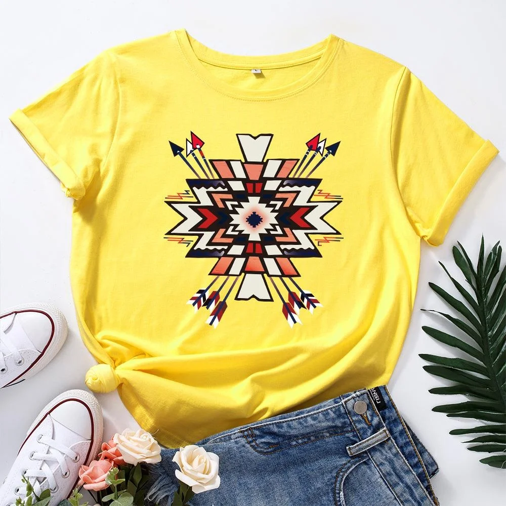 Women's Street Sle Cotton ort Sve T-irt Loose Fit Printed Casual Top for Ladies Winter Collection Faionable Tee