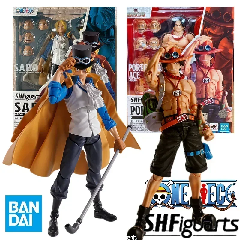 

In Stock Bandai S.H.Figuarts SHF ONE PIECE PORTGAS.D.ACE SABO Luffy Model Kit Action Figures Model Toy Gift for Children