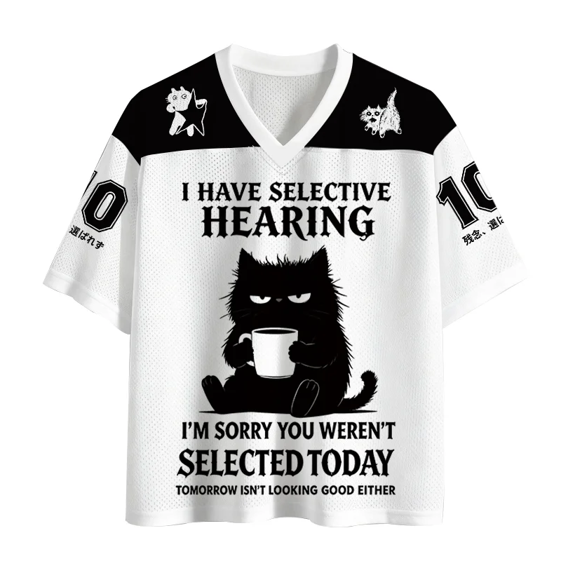 New Sports Mesh Jersey, Quick Drying Sports Short Sleeved Jersey, Upgraded Fabric, Mesh Knitted Fabric, Fun Little Cat,Y2K Trend