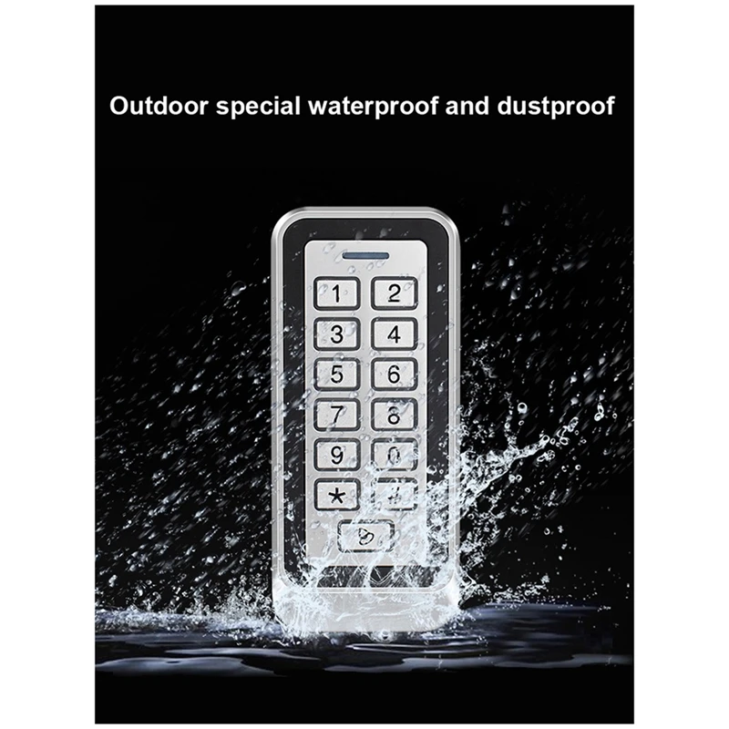 Backlight RFID Metal Door Access Control Reader 1000 User 125Khz EM Card Keypad IP67 Waterproof Code Door Lock