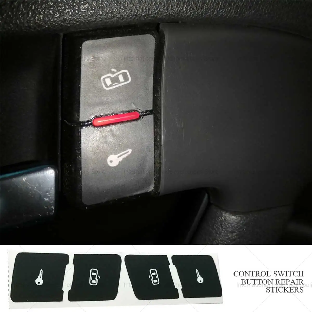 Esquerda + direita preto fosco botão interruptor de controle bloqueio da porta do carro reparação adesivos decalques para audi a3l botão fixo adesivos carro novo