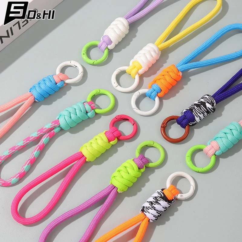 1Pcs Braided Woven Keychain Lanyard Buckle Emergency Survival Bagpack Key Ring Wristlet Strap Car Trinket Key Holder