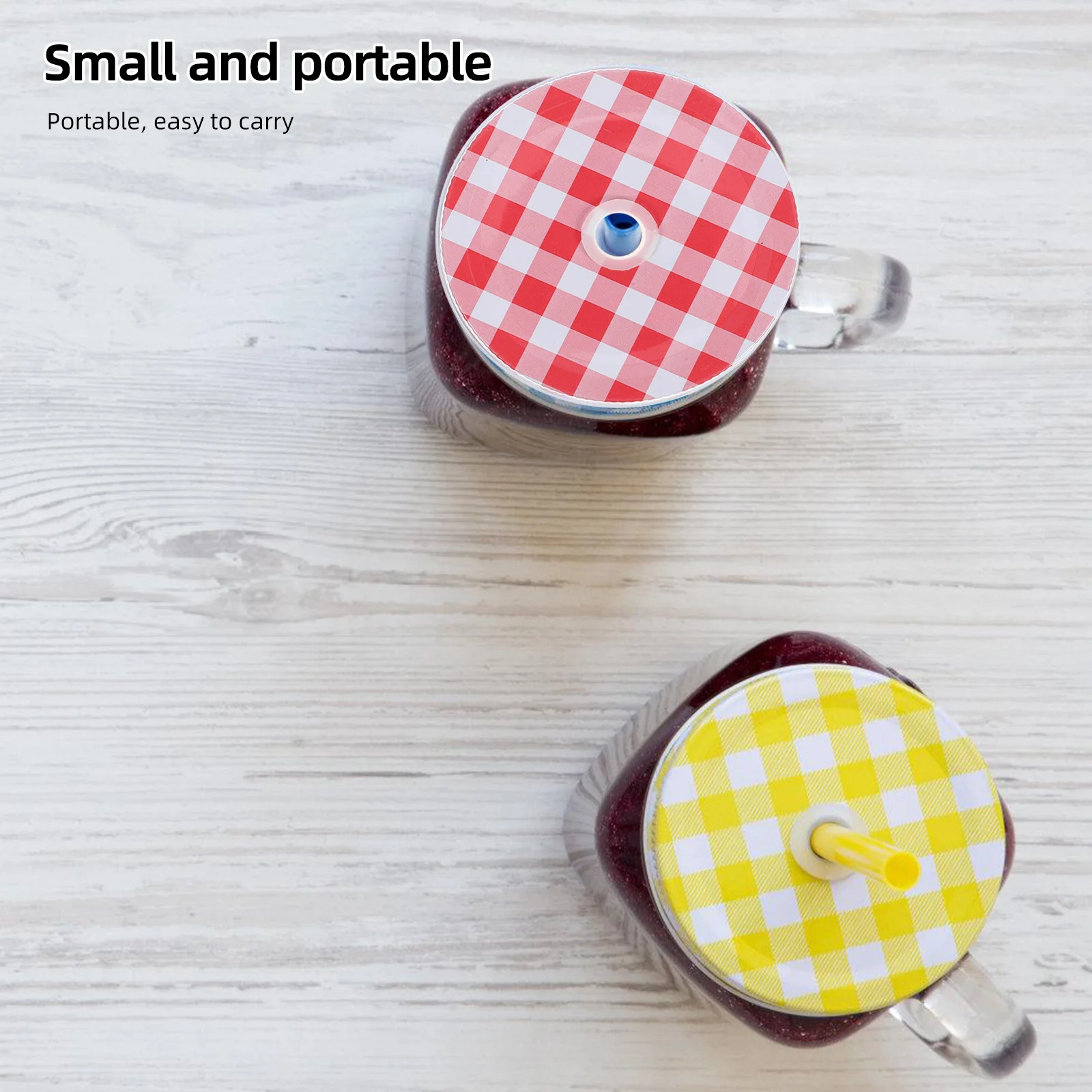 

6Pcs Mason Jar Straw Lids Iron Wide Mouth Canning Jar Caps Replacement Covers Hole Drinking Storage Accessory Patterned