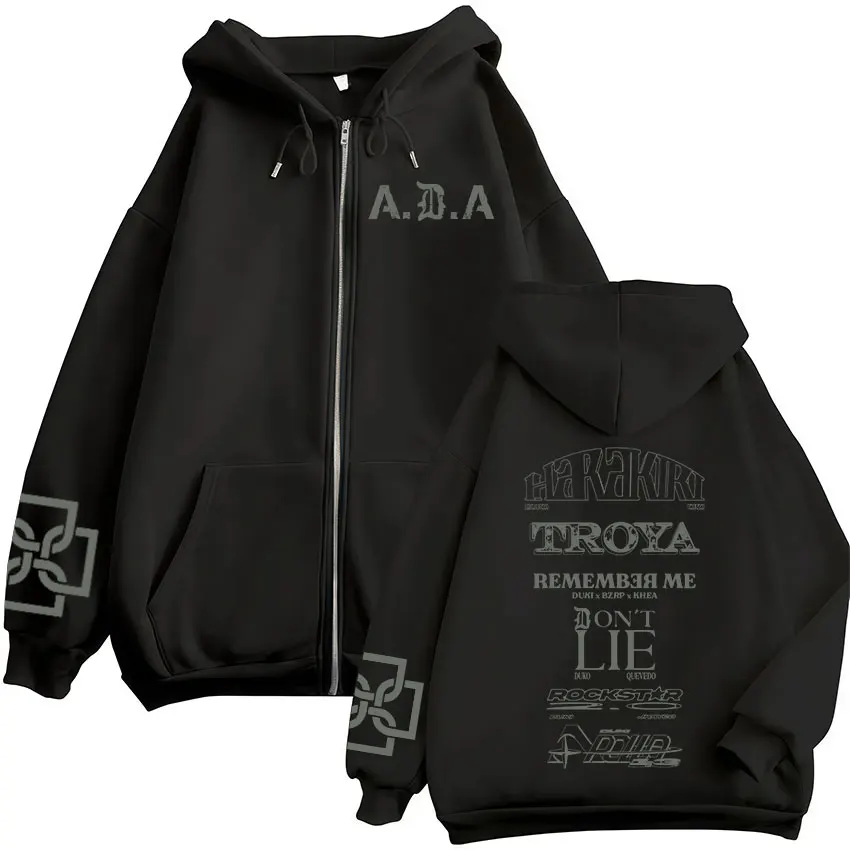 Sudaderas con capucha de rapero Duki ADA Tour Merch con cremallera, ropa para hombre y mujer, sudaderas con capucha con cremallera, jerséis de lana de gran tamaño, chaquetas, abrigo