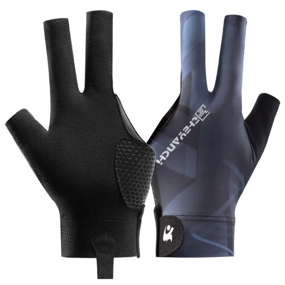 

Унисекс бильярдные перчатки для левой руки, износостойкие перчатки для снукера, легкие мужские перчатки с тремя пальцами и тремя вырезами