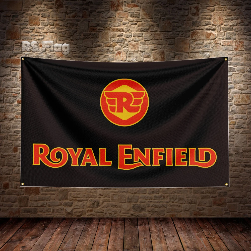 3x5 Ft Royal Enfields Flag Polyester Printed Motorcycle Flags for Garage Decor